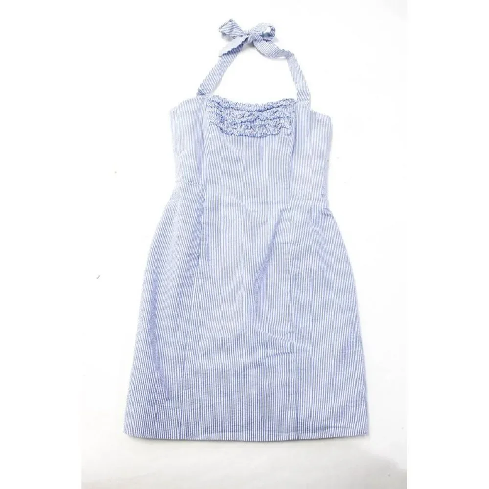 Lilly Pulitzer Women's Cotton Striped Halter Neck Mini Dress Blue Size 00